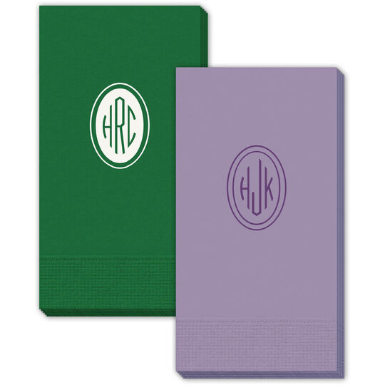 Outlined Shaped Oval Monogram Guest Towels